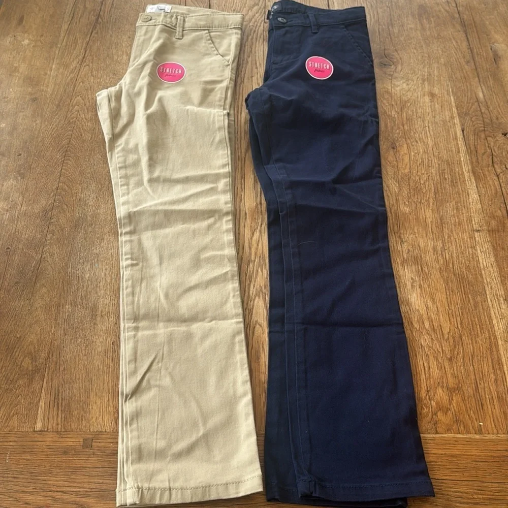 Childrens Place lot of 2 New Stylish Beige and Navy Stretch Pants